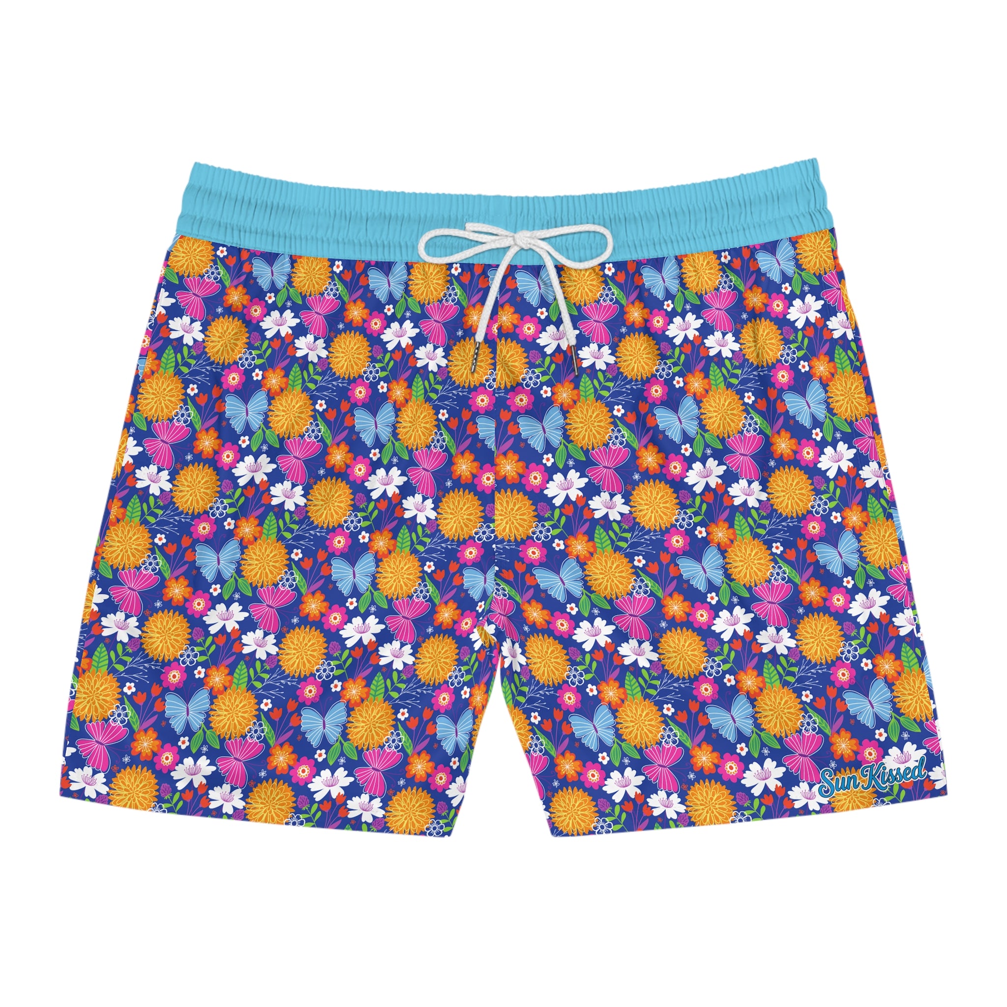 Retro Tropical Butterfly Swim Trunks
