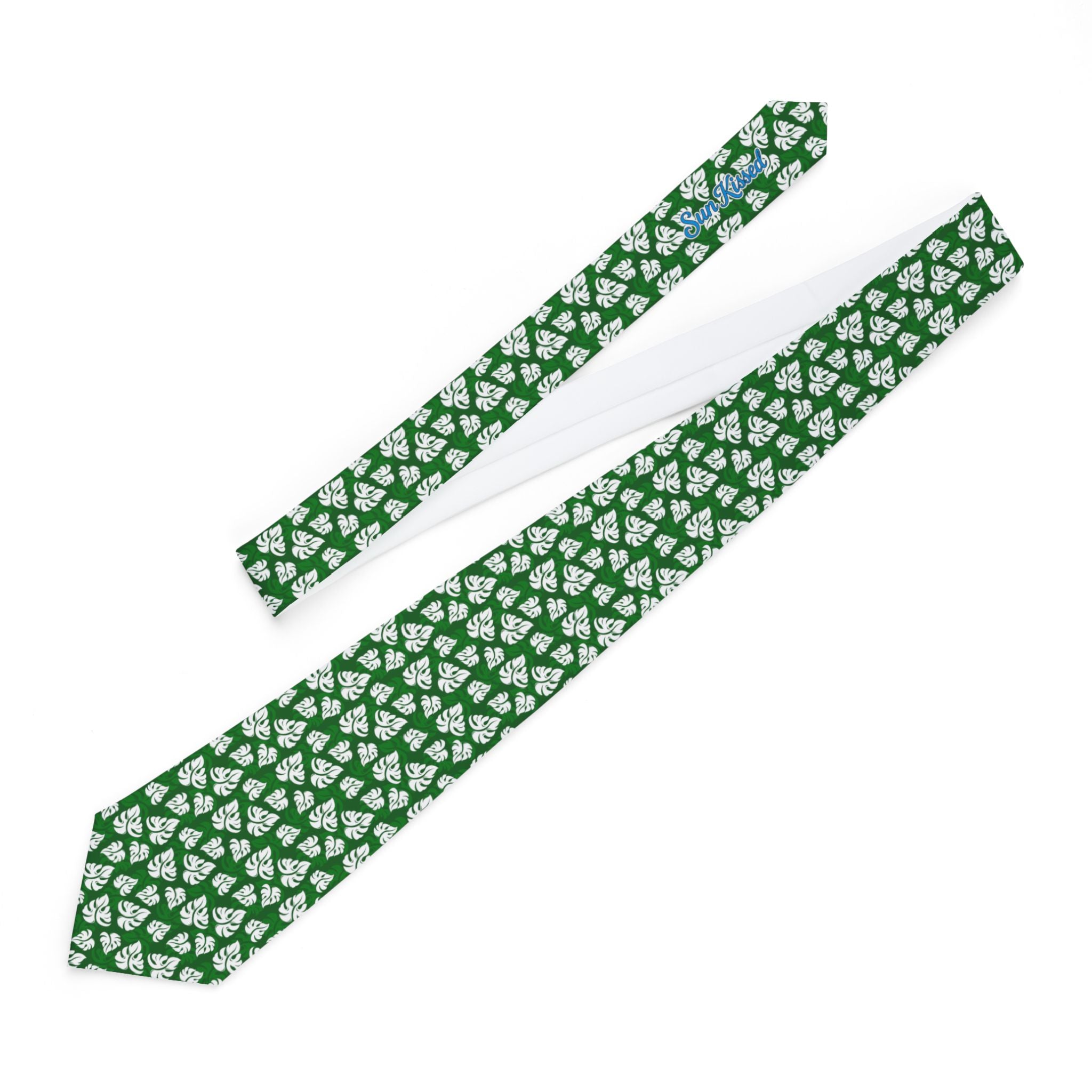 Monstera on Green Mens Necktie