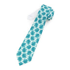 Blue Monstera Floral Mens Necktie
