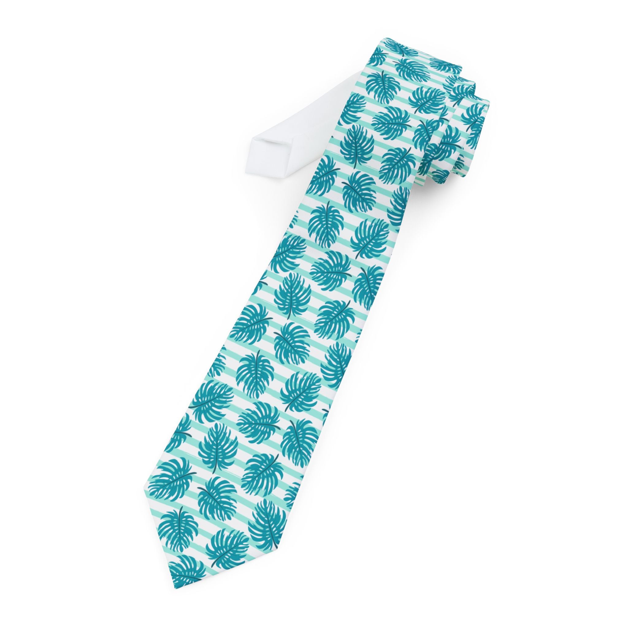 Blue Monstera Floral Mens Necktie