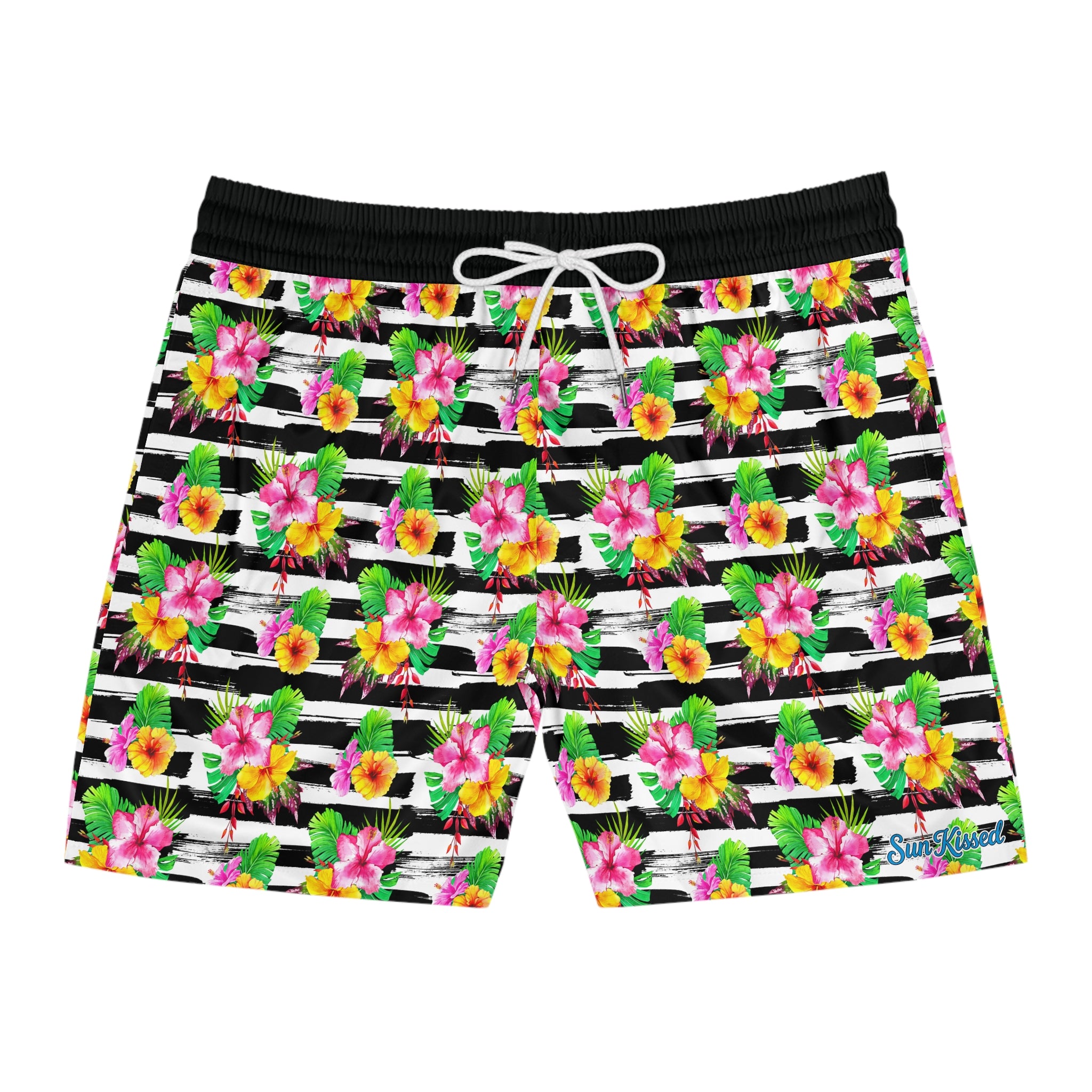 Zebra Hibiscus Floral Swim Trunks
