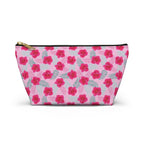 Fuschia Jamaica Flower Cosmetic Bag