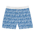 Blue Palm Stripes Swim Trunks