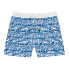 Blue Palm Stripes Swim Trunks