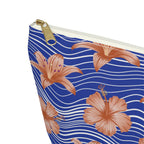 Orange Hibiscus Waves Cosmetic Bag