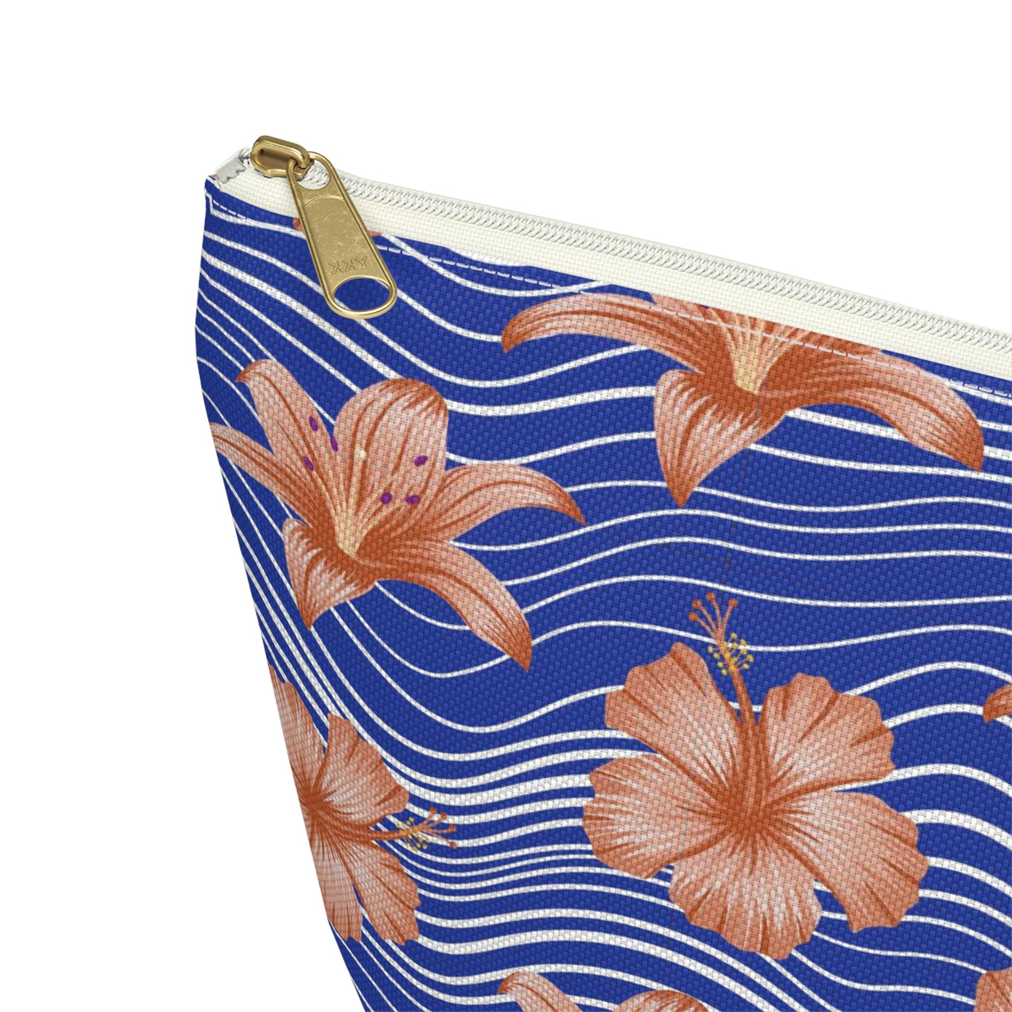 Orange Hibiscus Waves Cosmetic Bag