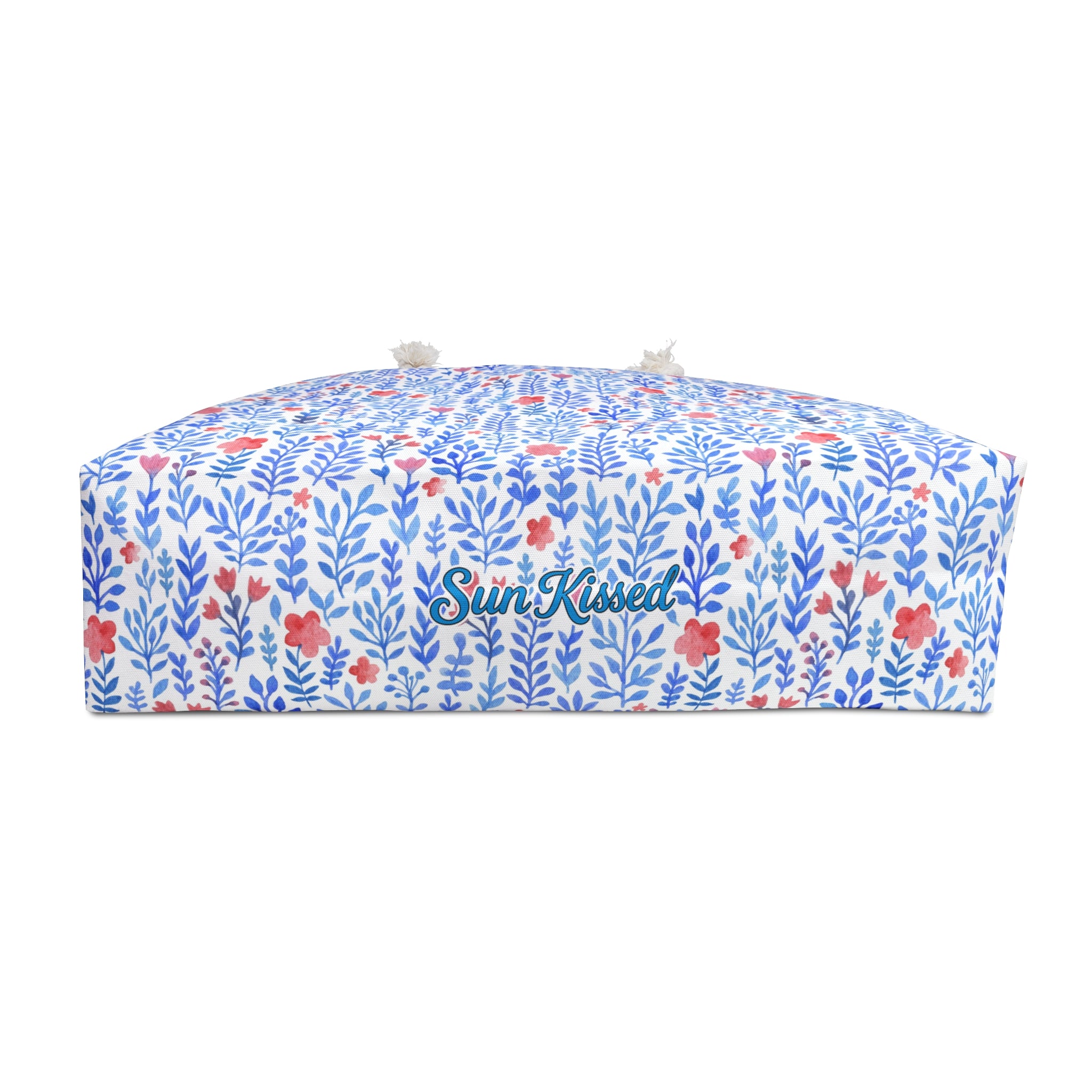 Blue Watercolor Floral Weekender Bag