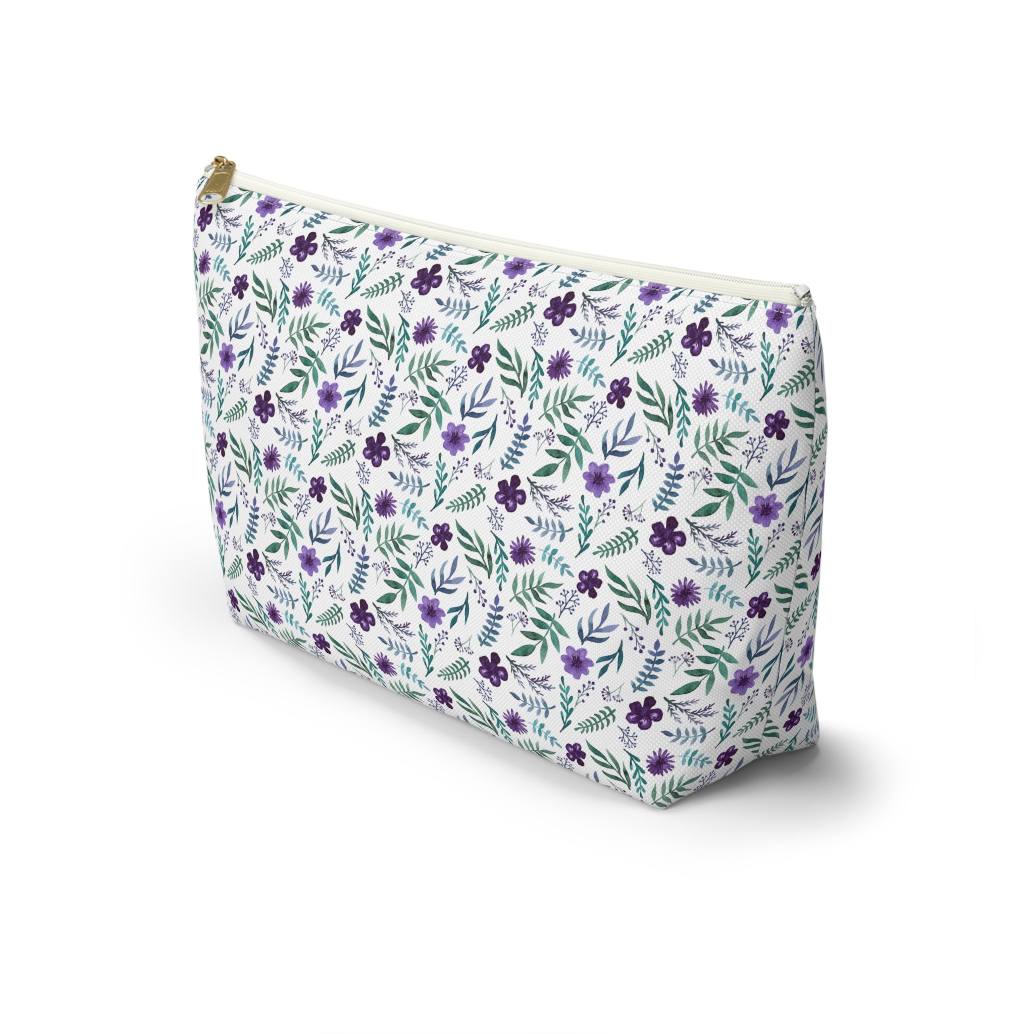 Violet Watercolor Floral Cosmetic Bag