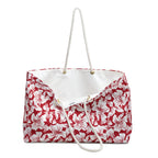 Red and White Hibiscus Floral Weekender Bag