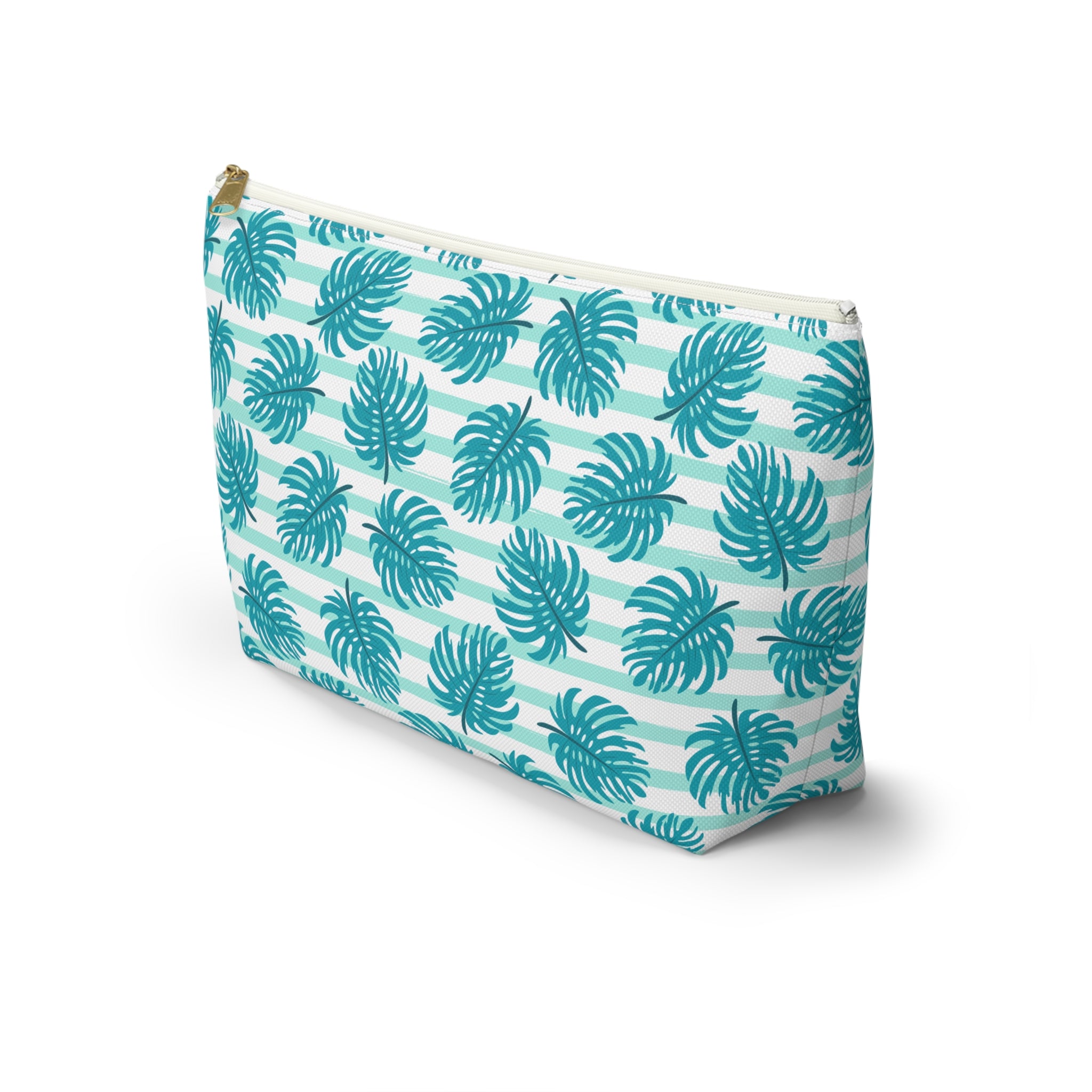 Blue Monstera Floral Cosmetic Bag