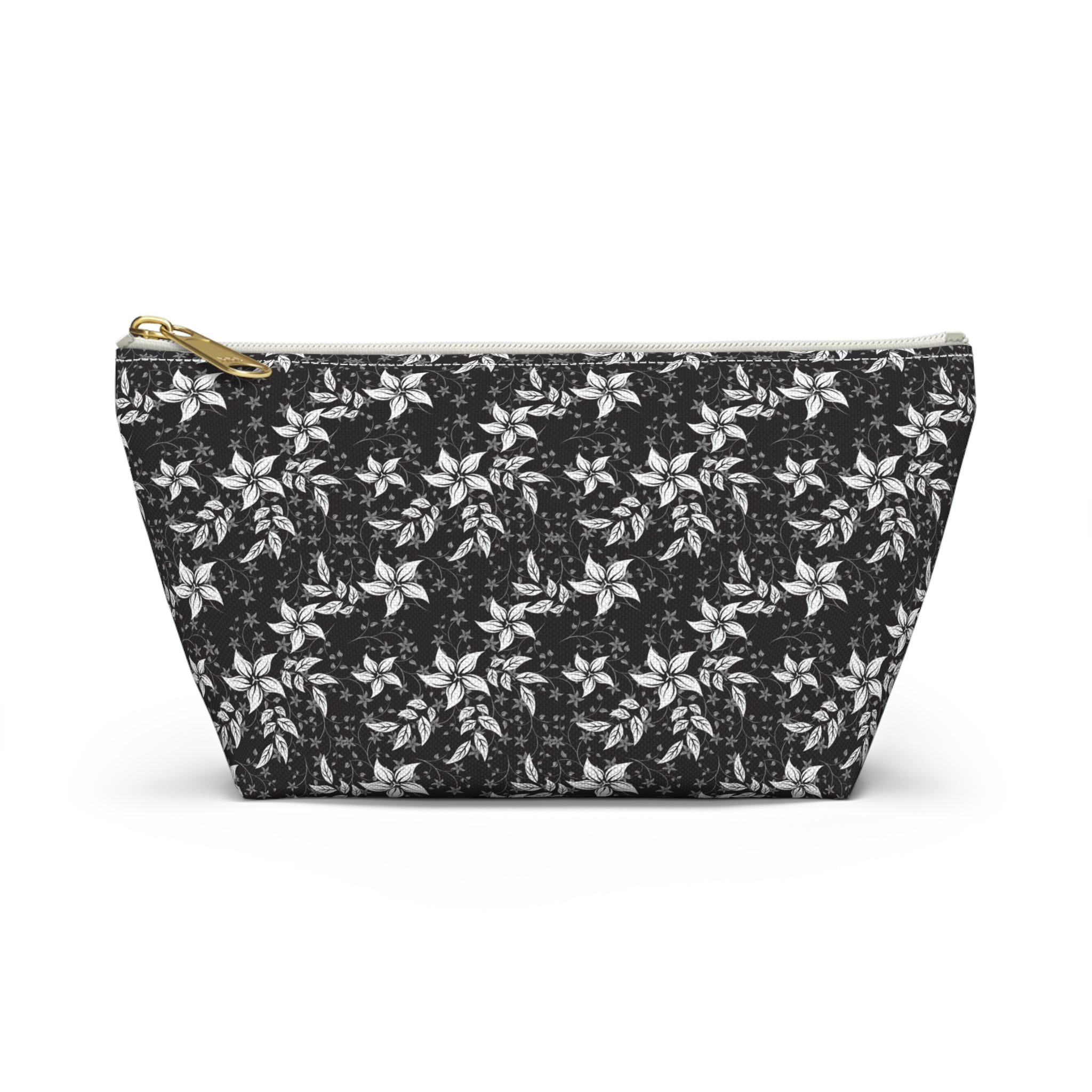 Black Landscape Floral Cosmetic Bag