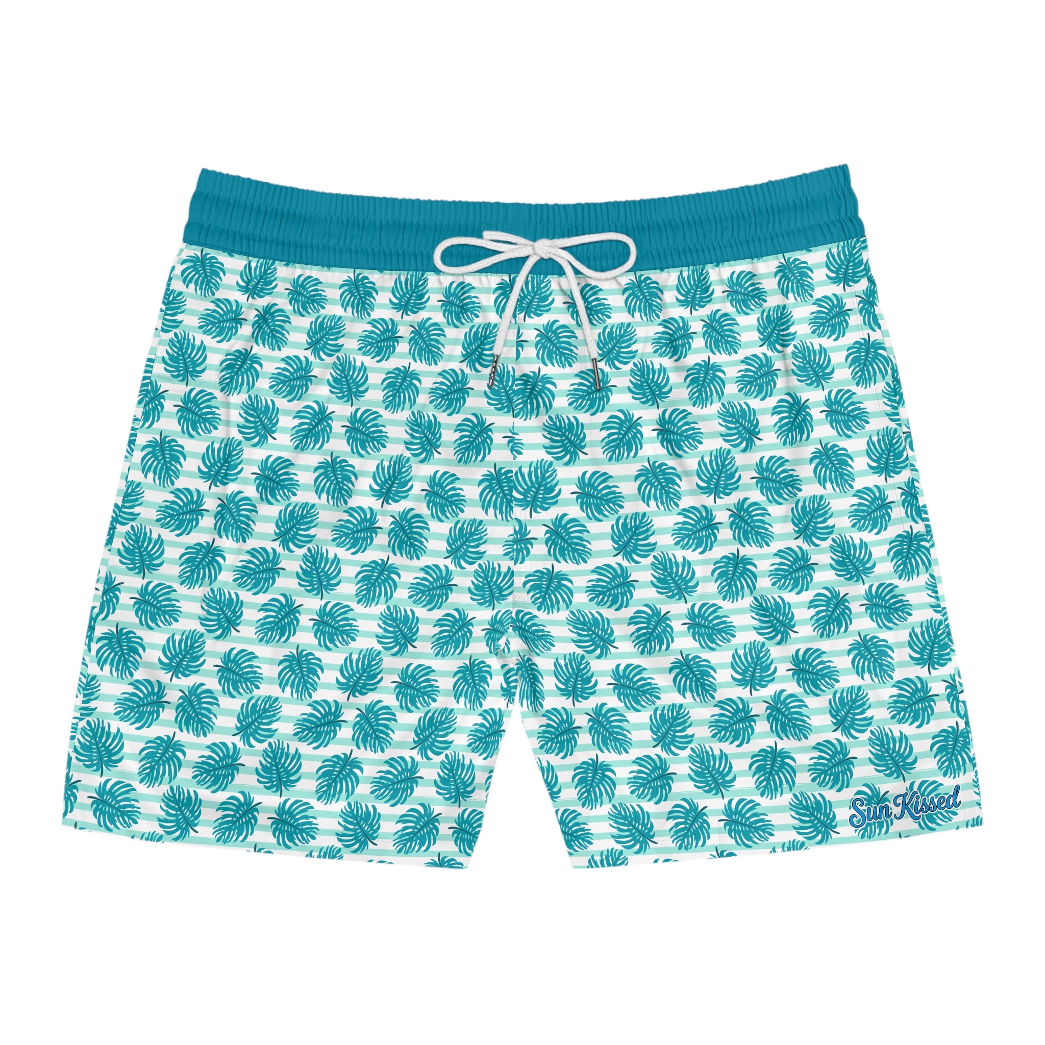 Blue Monstera Floral Swim Trunks