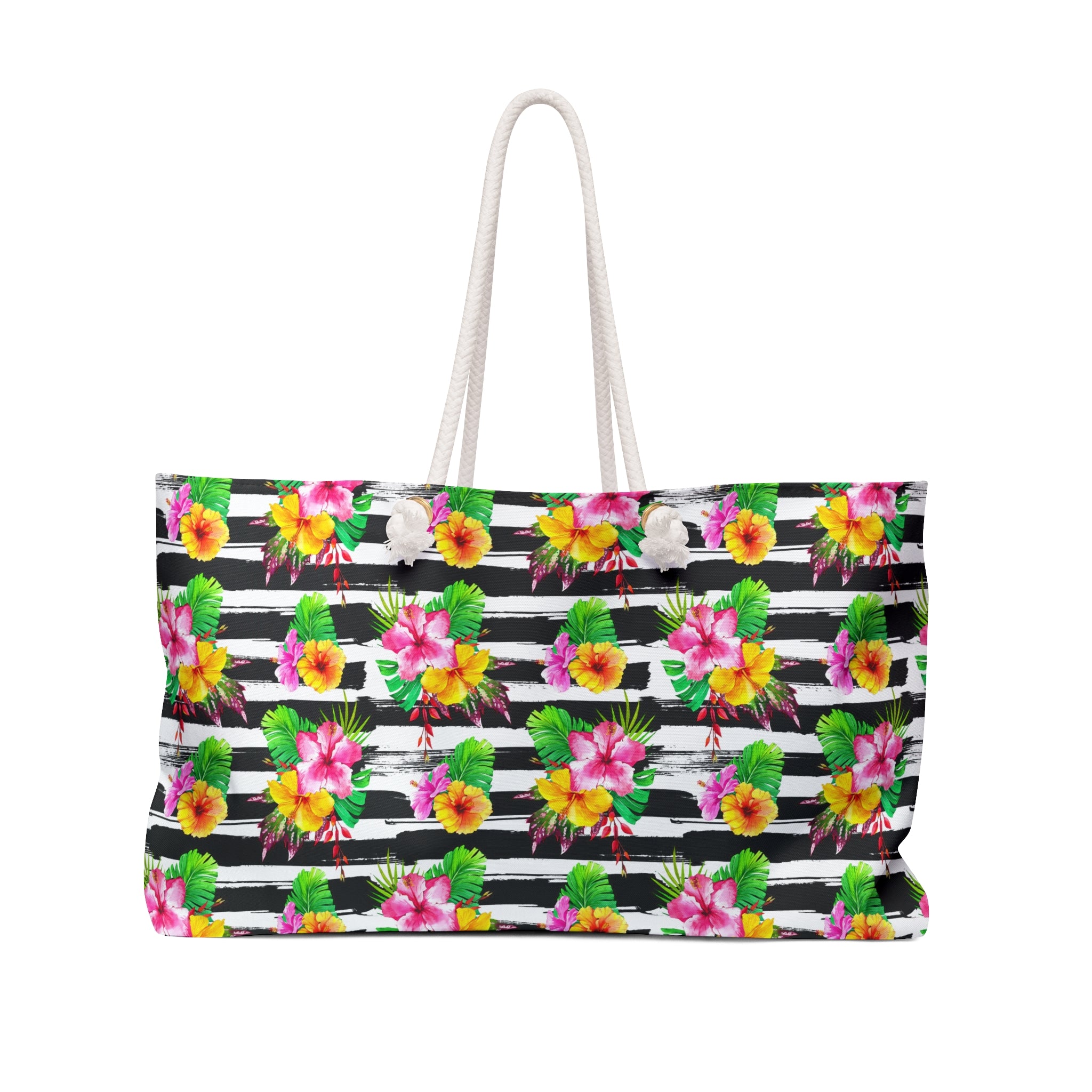 Zebra Hibiscus Floral Weekender Bag