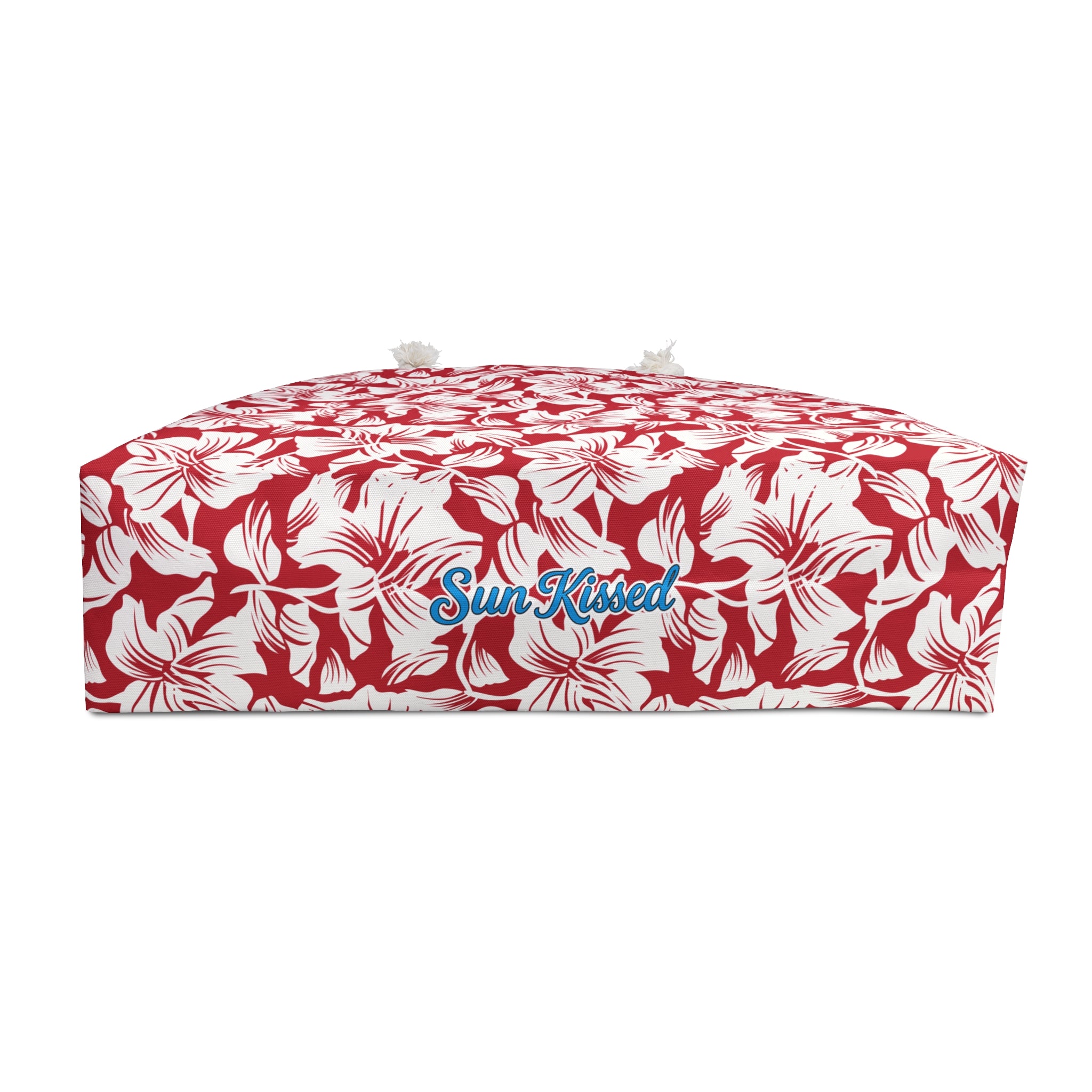 Red and White Hibiscus Floral Weekender Bag