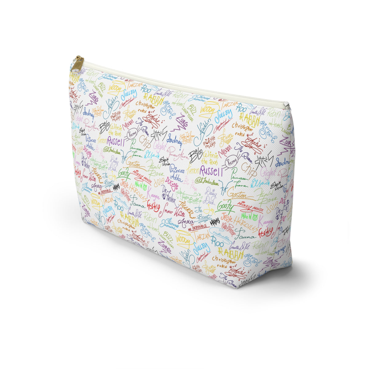 Character Autographs on White Cosmetic Bag
