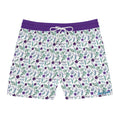 Violet Watercolor Floral Swim Trunks