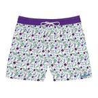 Violet Watercolor Floral Swim Trunks