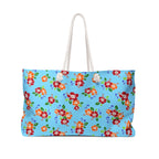 Aqua Flowered Sky Weekender Bag