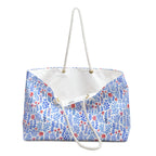 Blue Watercolor Floral Weekender Bag