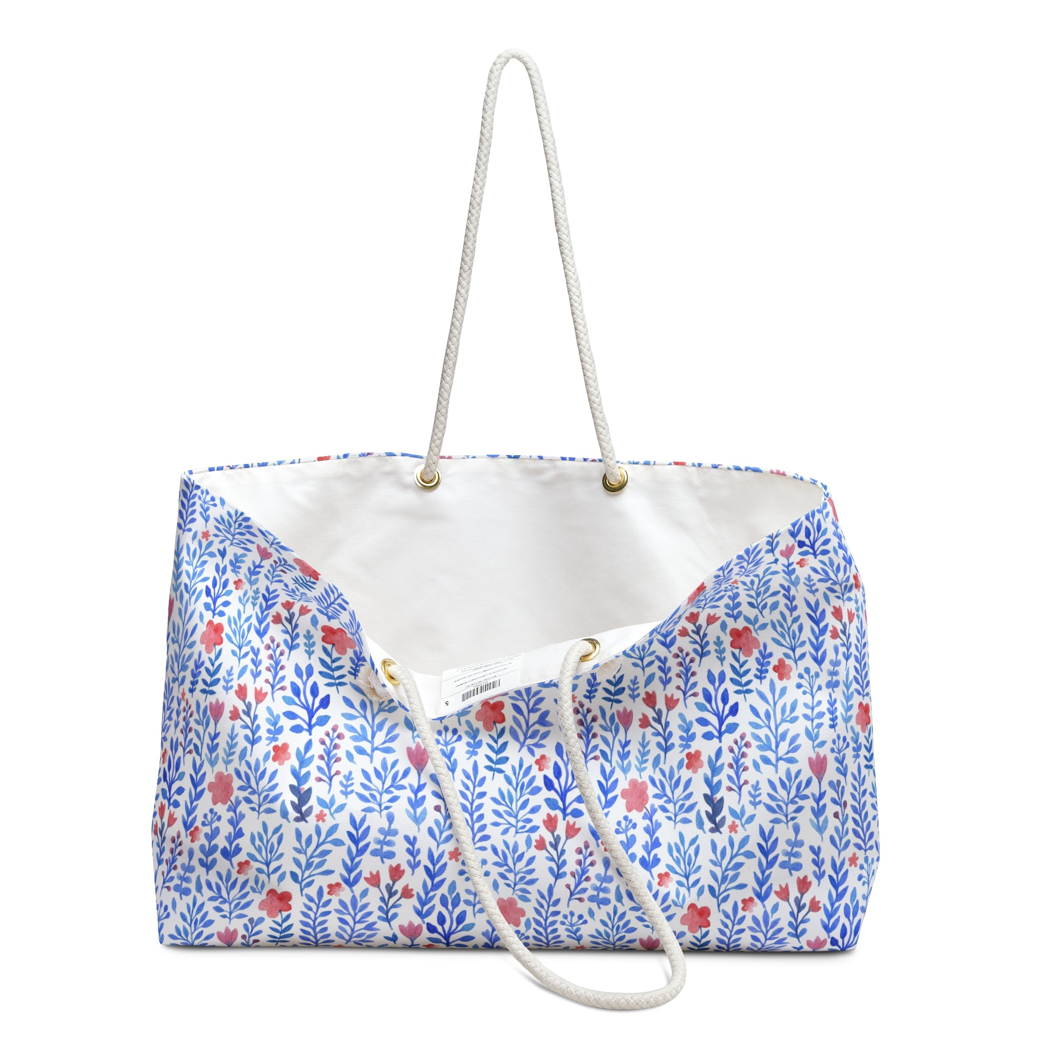Blue Watercolor Floral Weekender Bag
