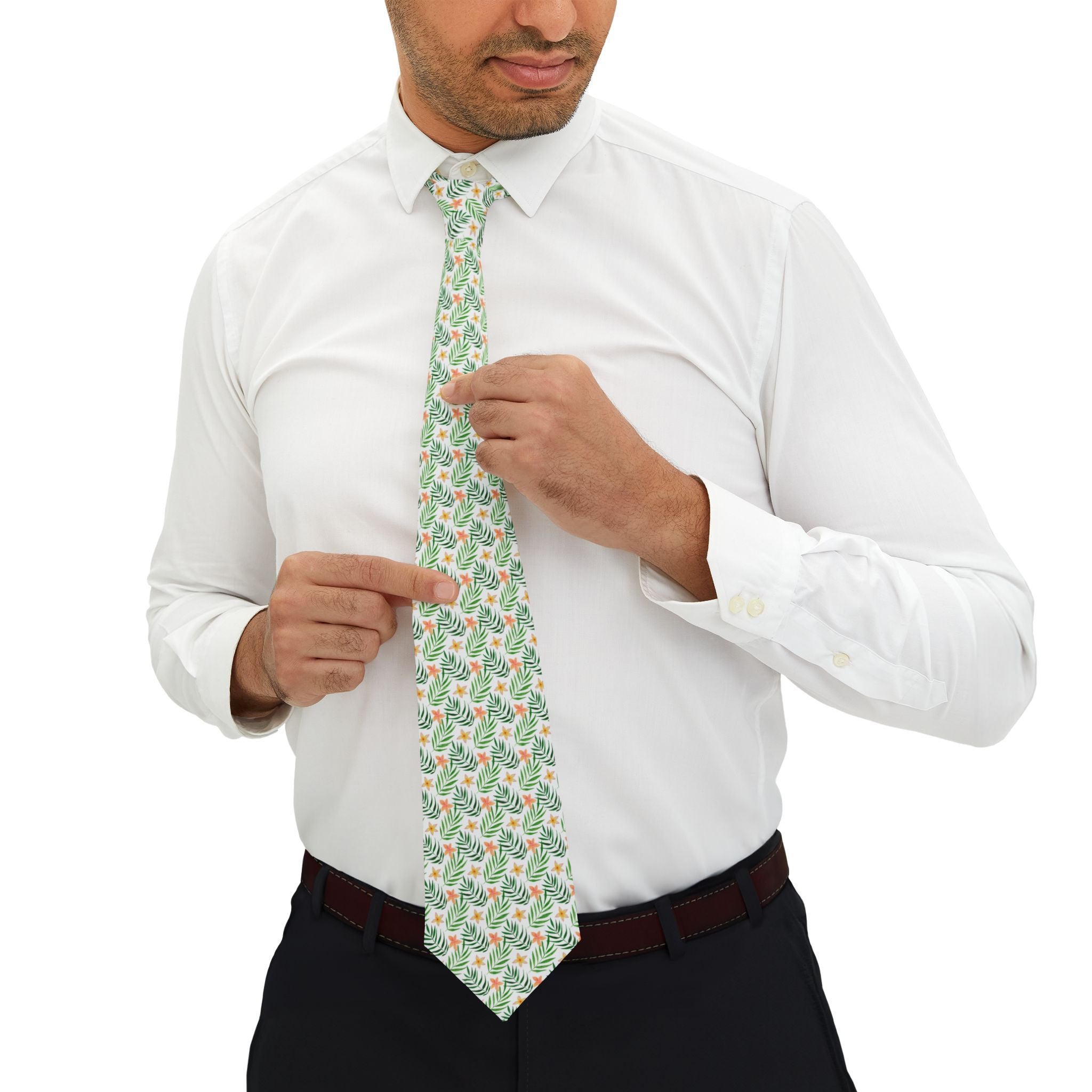Plumeria Flowers Mens Necktie