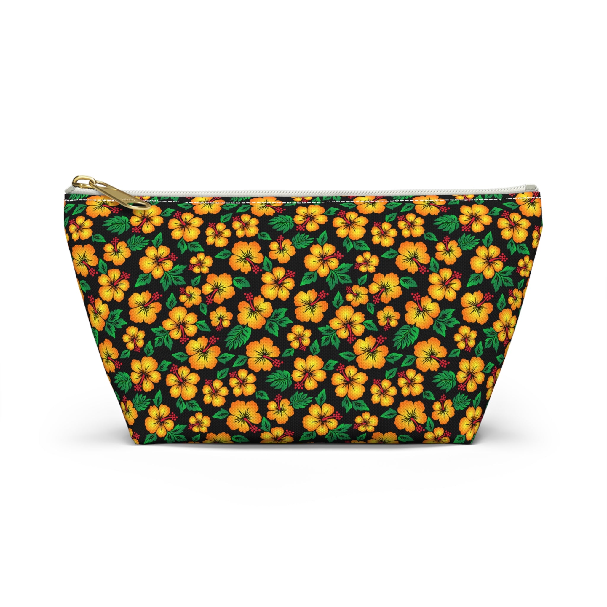 Tropical Gardens on Black Cosmetic Bag