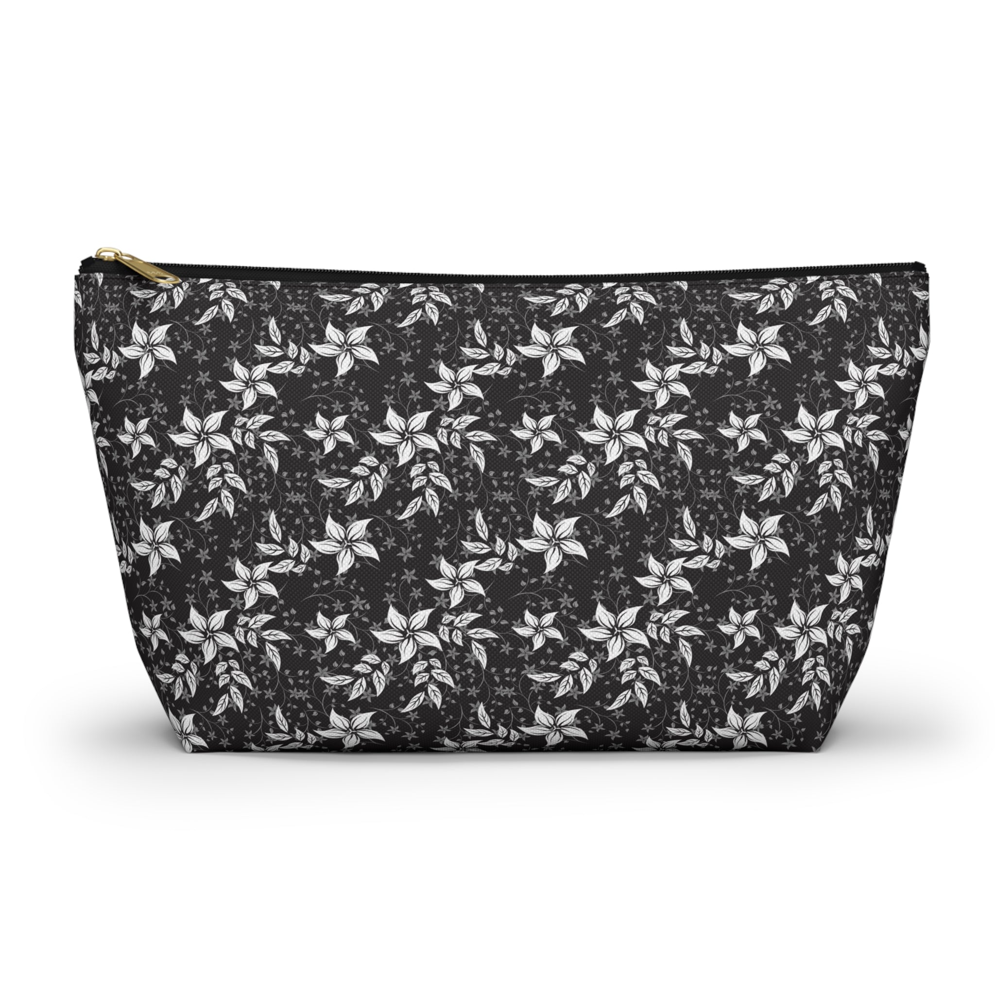 Black Landscape Floral Cosmetic Bag
