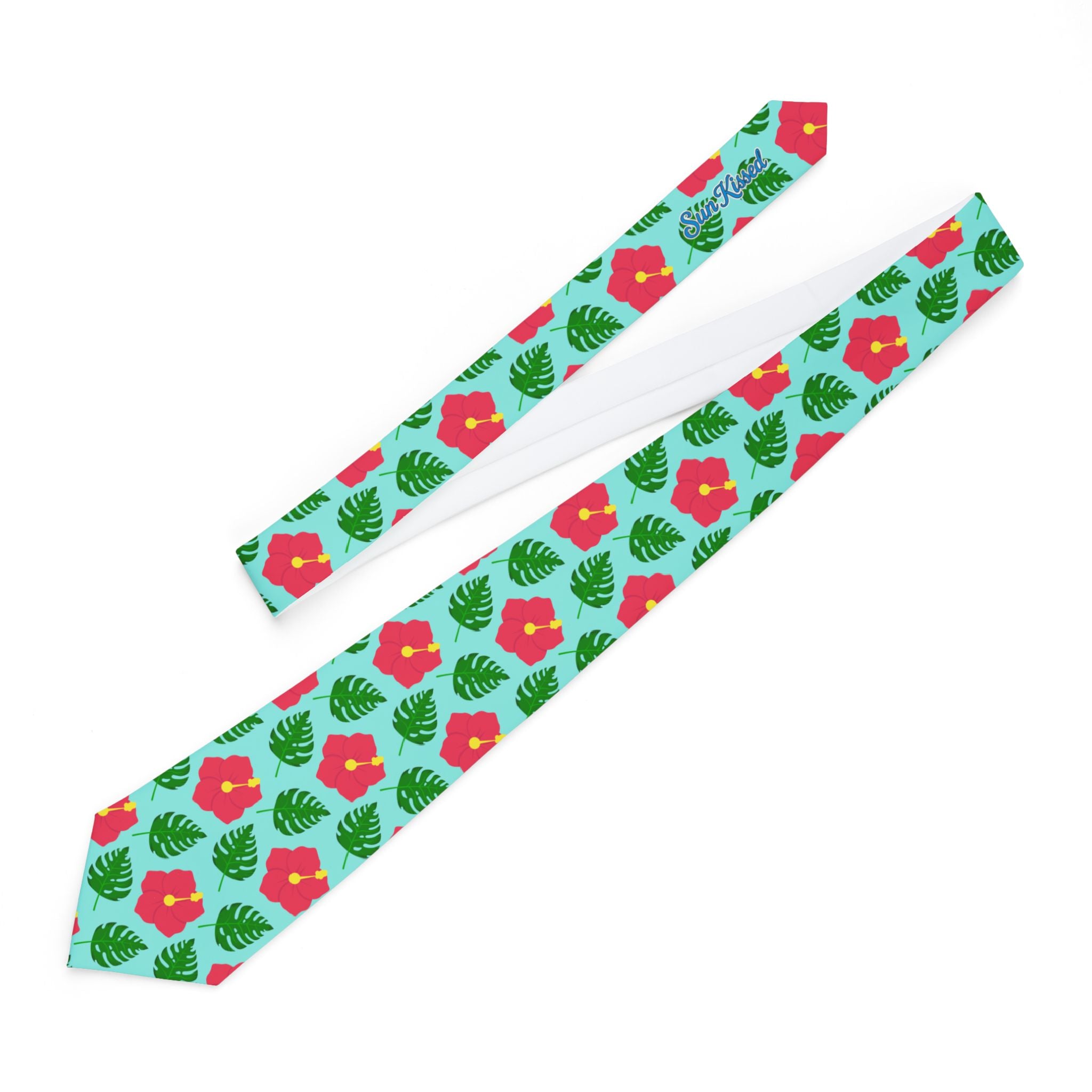 Monstera Leaf Hibiscus Mens Necktie