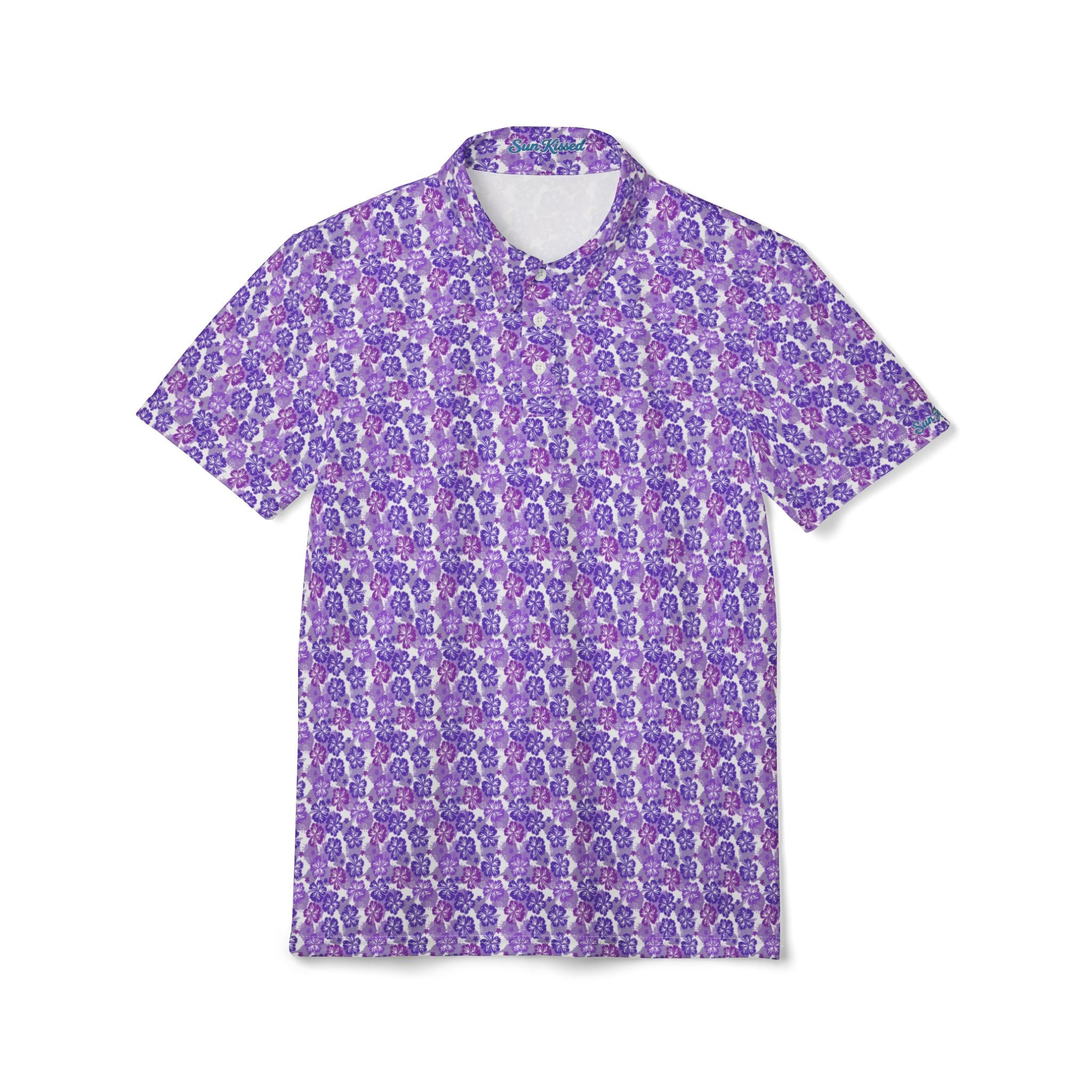 Shades of Purple Hibiscus Flower Polo Shirt