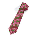Pink Hibiscus on Red Mens Necktie