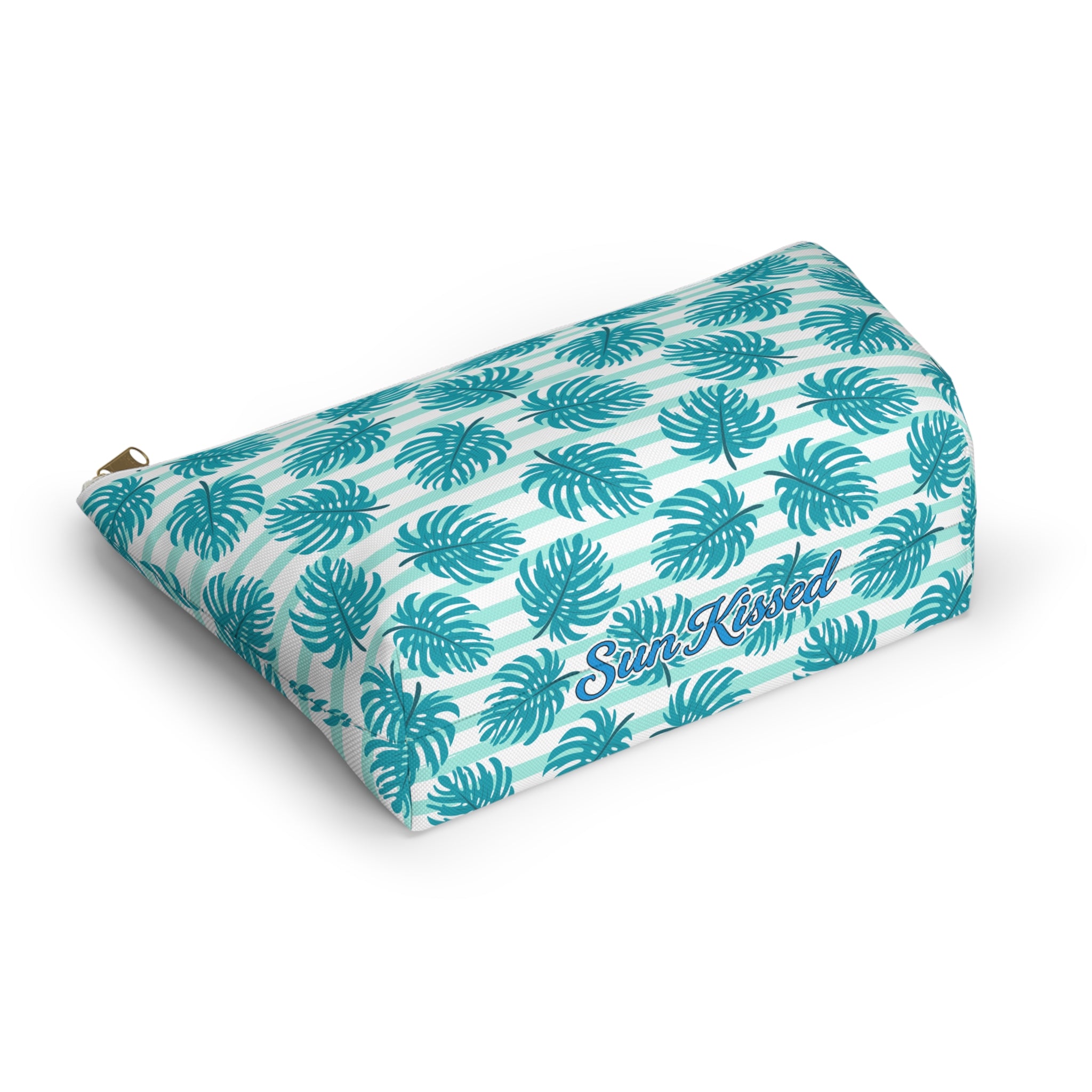 Blue Monstera Floral Cosmetic Bag
