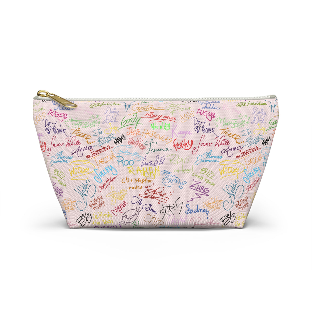 Character Autographs on Pink Cosmetic Bag