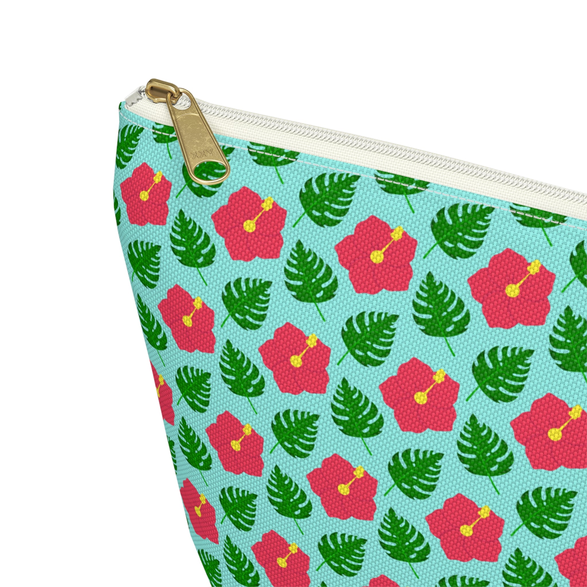 Monstera Leaf Hibiscus Cosmetic Bag
