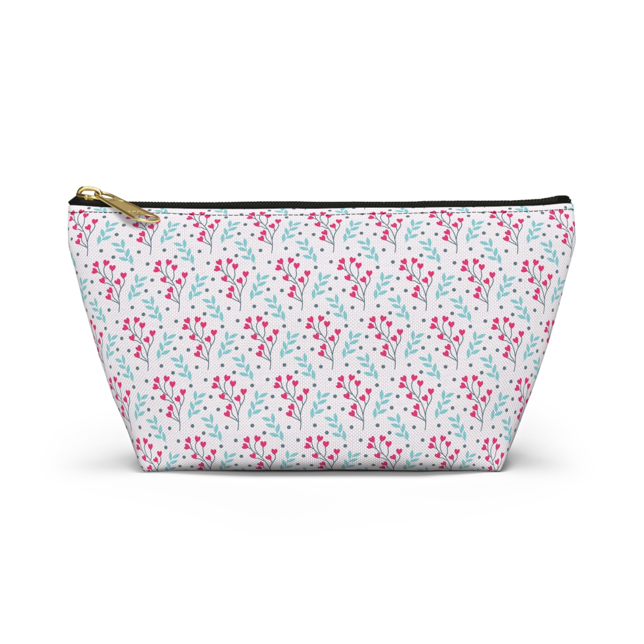 Tropical Flower Hearts Cosmetic Bag