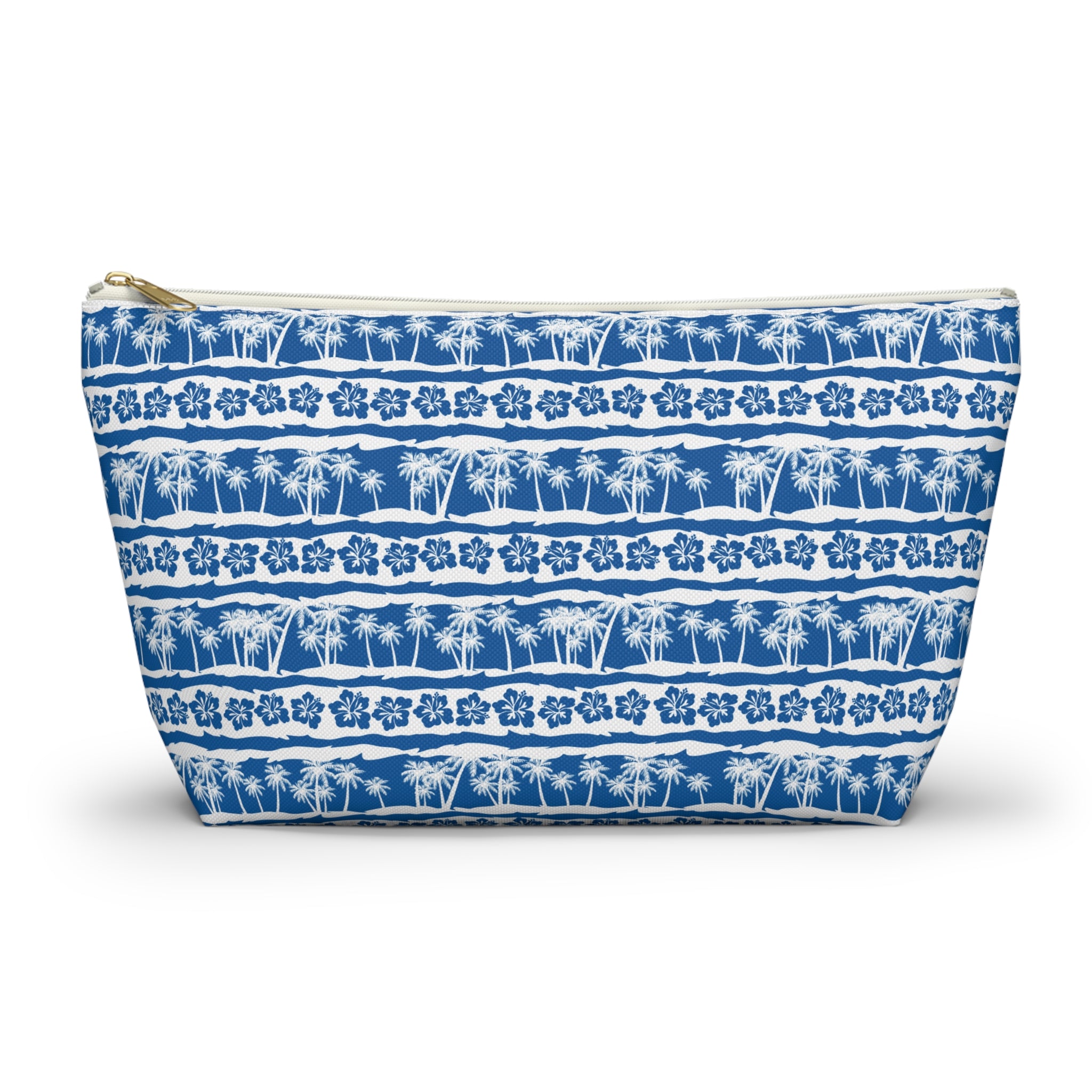 Blue Palm Stripes Cosmetic Bag