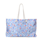 Blue Watercolor Floral Weekender Bag