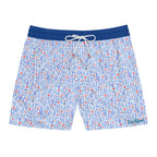Blue Watercolor Floral Swim Trunks