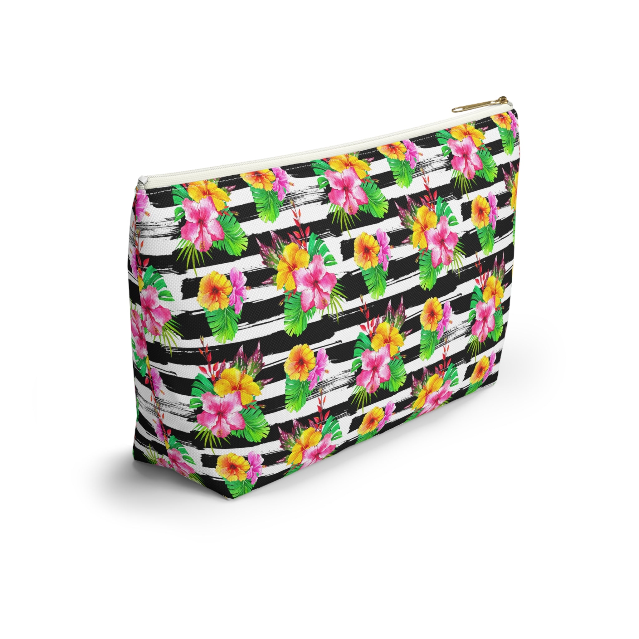 Zebra Hibiscus Floral Cosmetic Bag