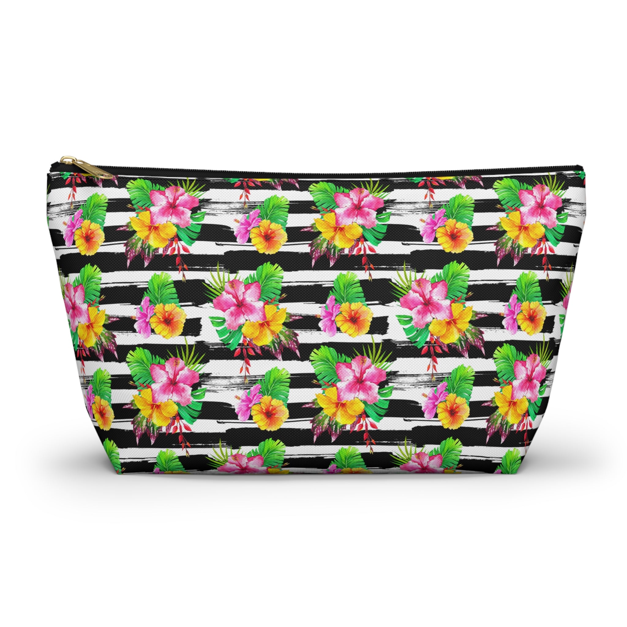 Zebra Hibiscus Floral Cosmetic Bag