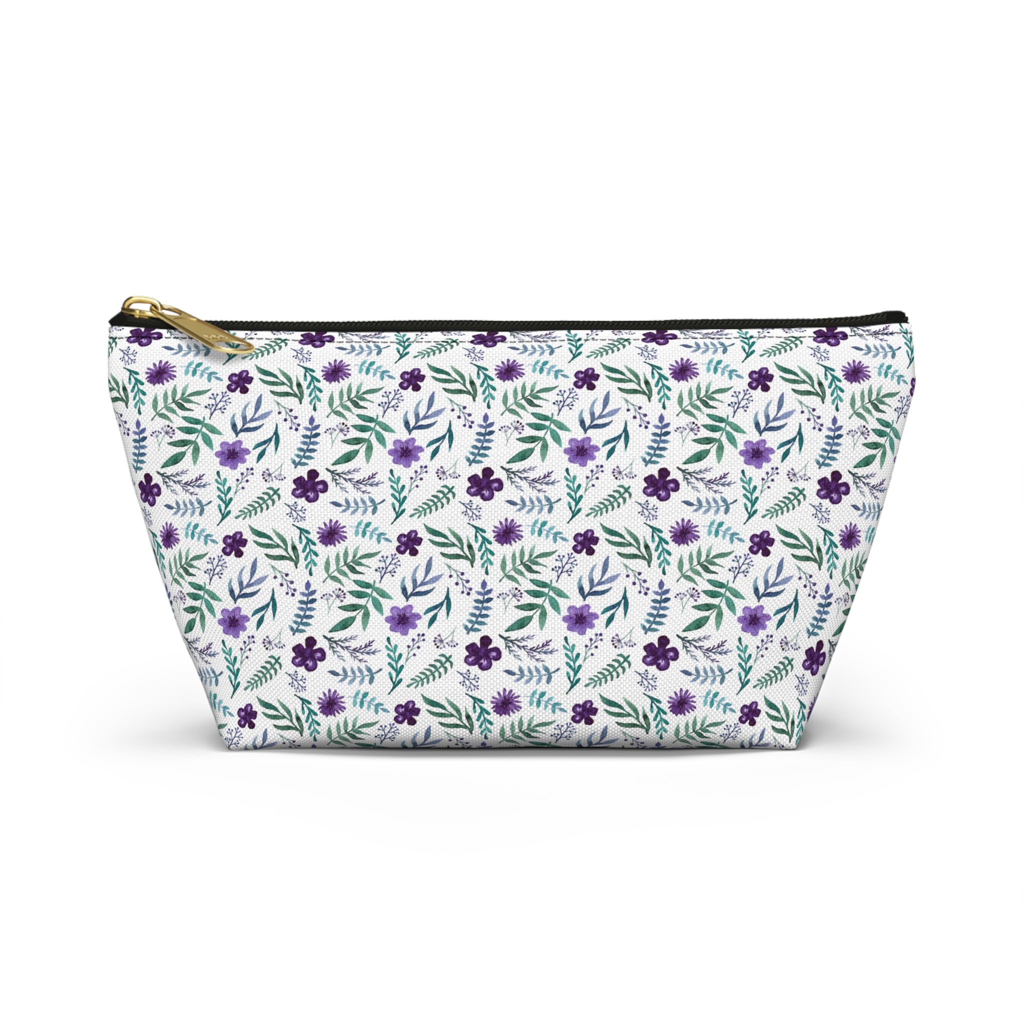 Violet Watercolor Floral Cosmetic Bag