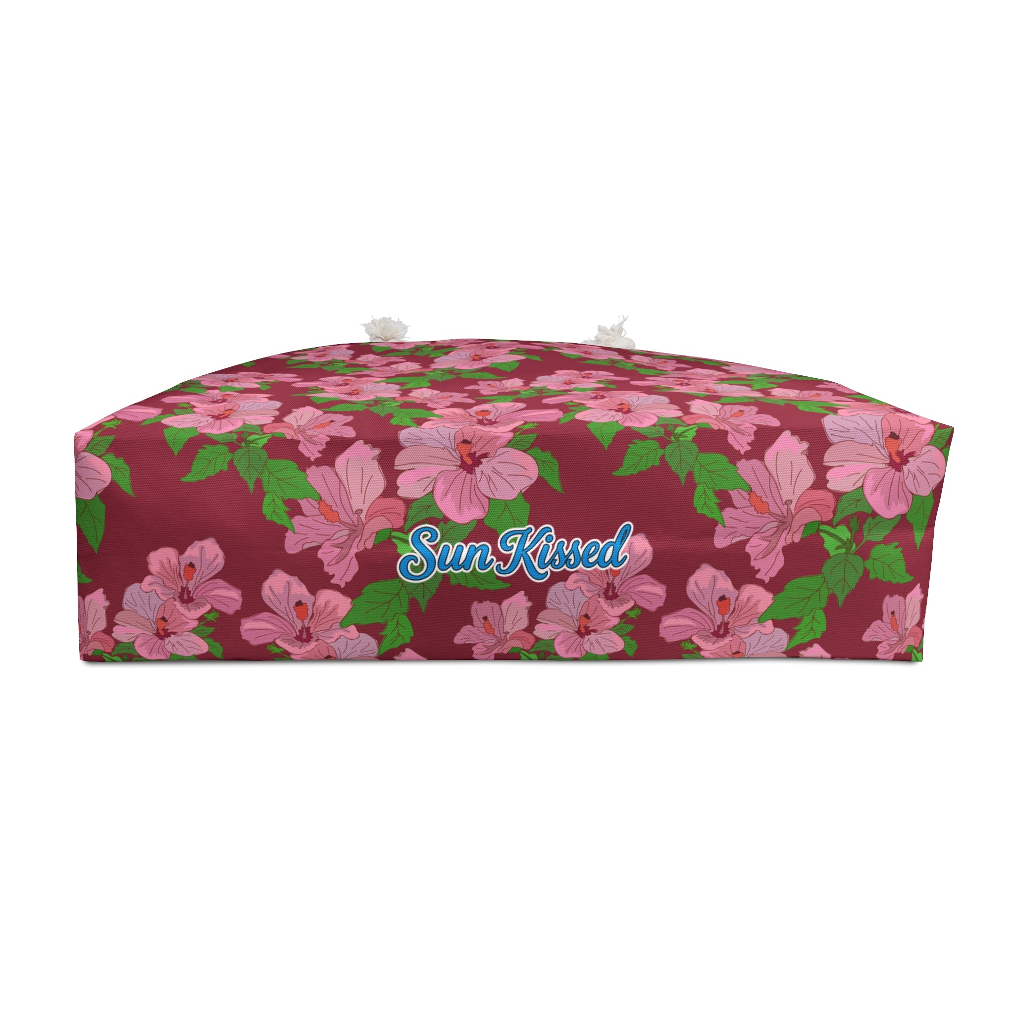 Pink Hibiscus on Red Weekender Bag