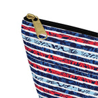 Patriotic Striped Hibiscus Cosmetic Bag