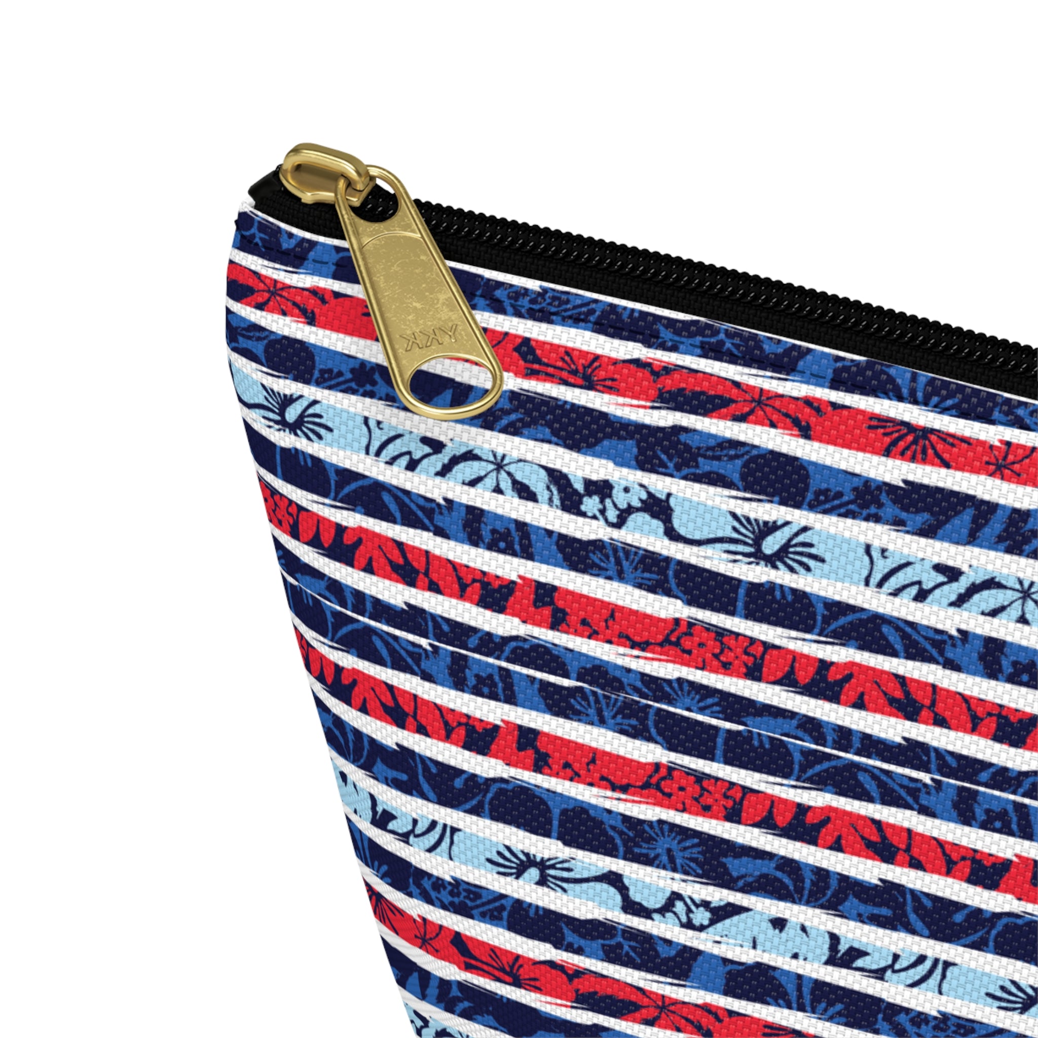 Patriotic Striped Hibiscus Cosmetic Bag