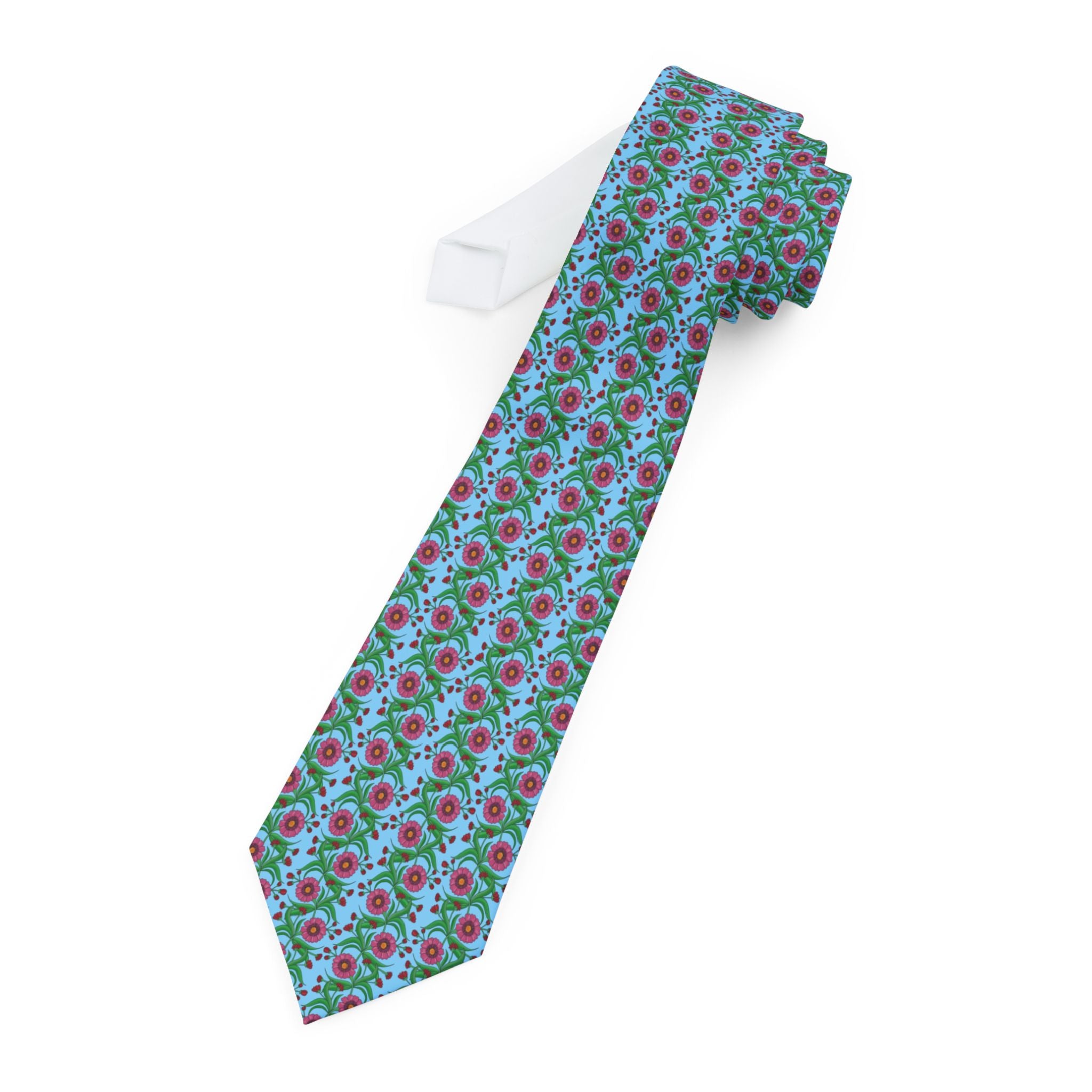 Glossy Pink Floral Lattice Mens Necktie