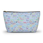 Character Autographs on Blue Cosmetic Bag