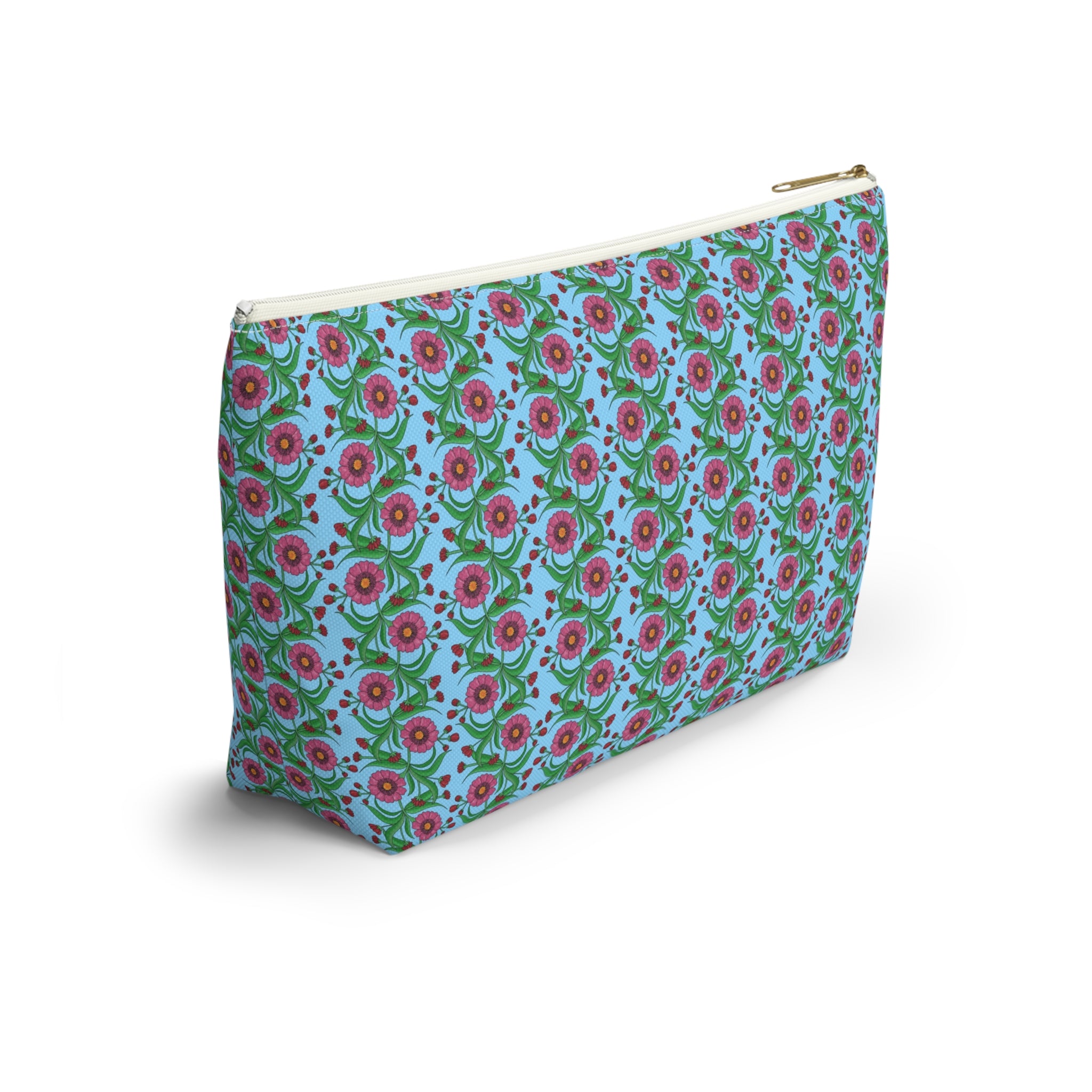 Glossy Pink Floral Lattice Cosmetic Bag