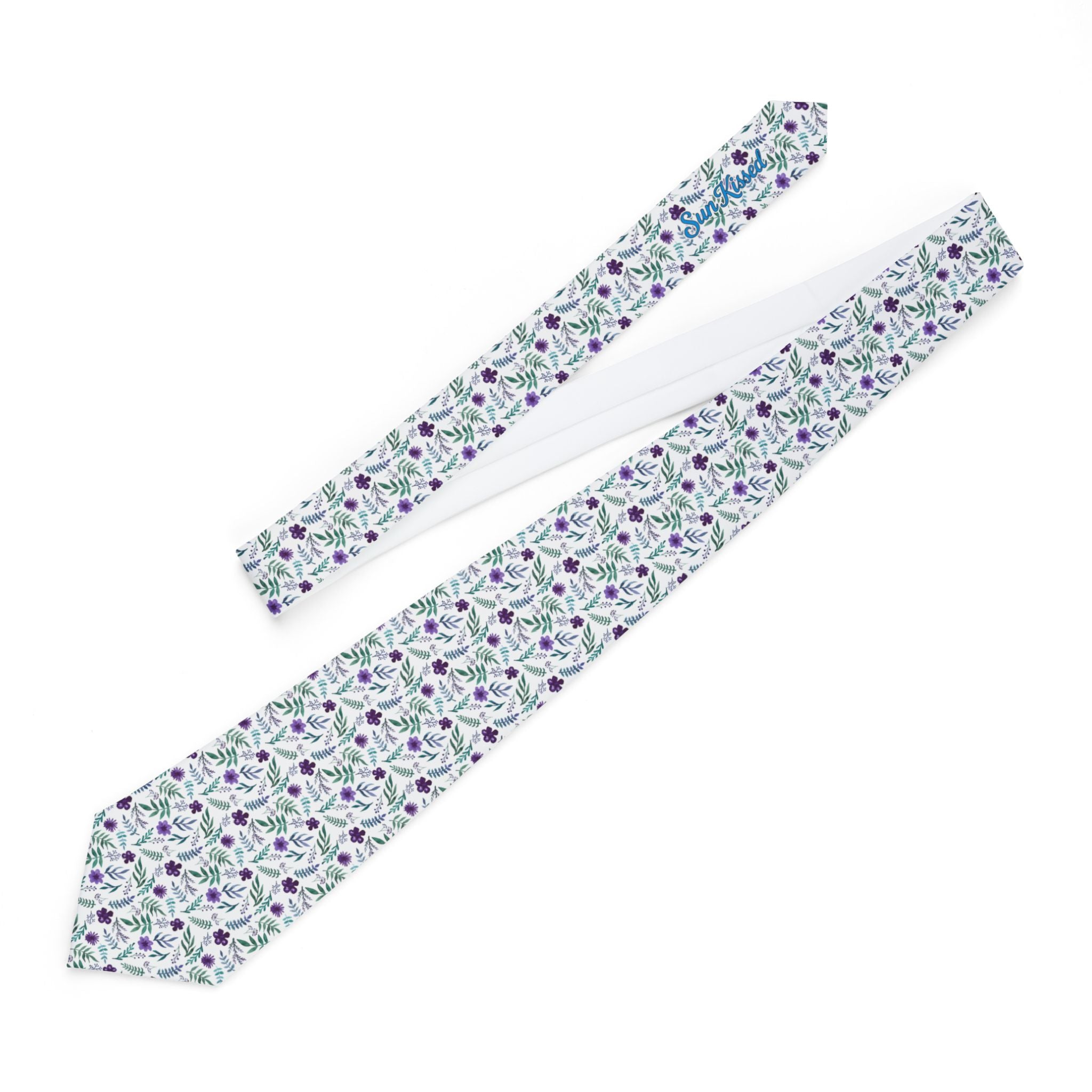 Violet Watercolor Floral Mens Necktie