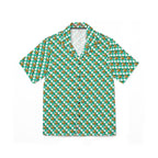 Teal Checkerboard Pluto Hawaiian Shirt