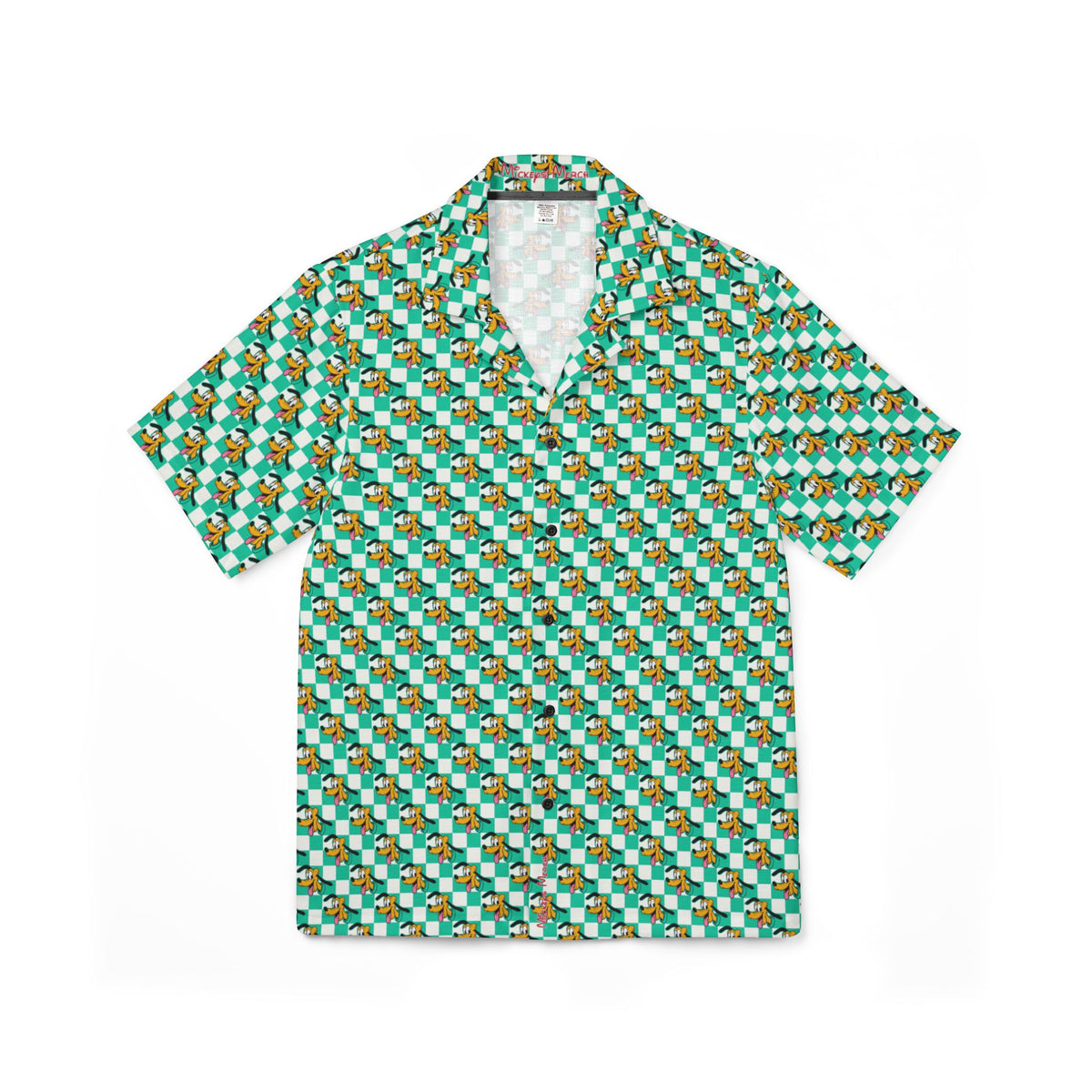 Teal Checkerboard Pluto Hawaiian Shirt