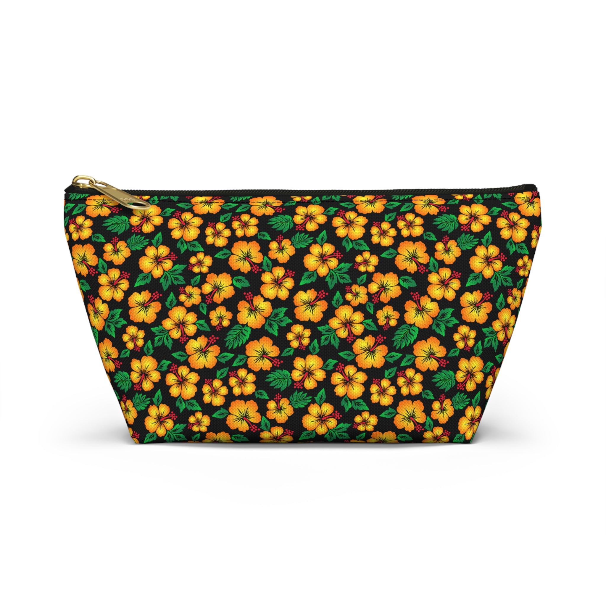 Tropical Gardens on Black Cosmetic Bag